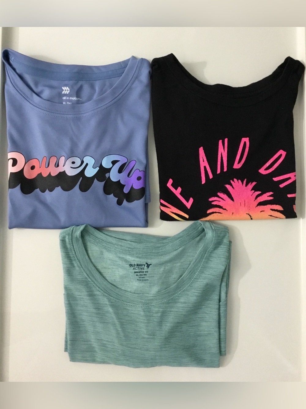 Old Navy Girls' Short Sleeve Tees — Aqua Green, Lavender & Black